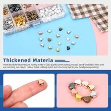 402Pcs Heart Spacer Beads With Scissors And Elastic String Kit 8 Colors Heart Beads Charm Loose Beads Small Hole Metal Heart Shaped Beads Kit For DIY Bracelet Jewelry Making Craft