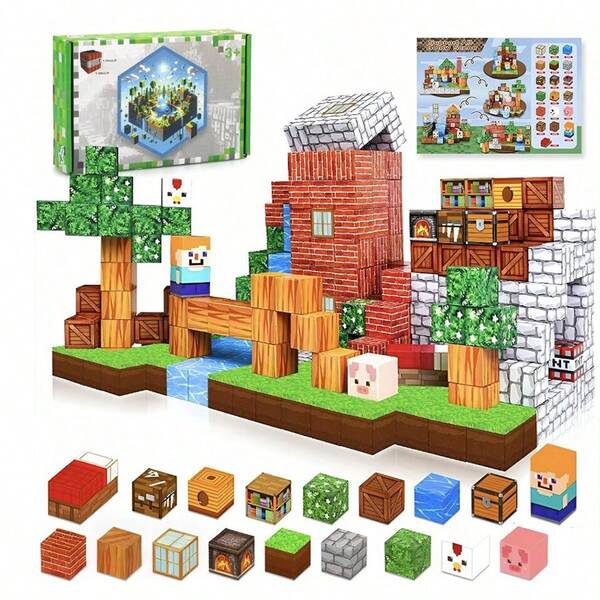 Magnetic Building Blocks-100PCS Magnetic Blocks Magnetic STEM Montessori CHIldren Sensory Toys 3-8 Years Boys Girls Christmas Birthday Gift Outdoorfun Magnetic Blocks