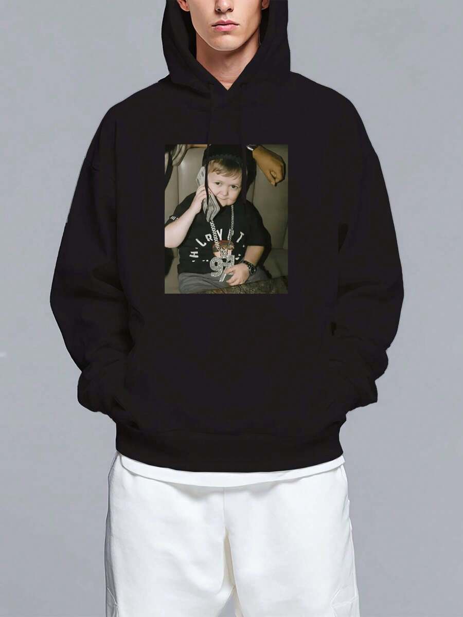 Funny Meme Hooded Sweatshirt, Hasbulla 2026 Money Phone, Hasbulla Shirt, Mini Khabib Meme Cotton Menswear - Black - View 1