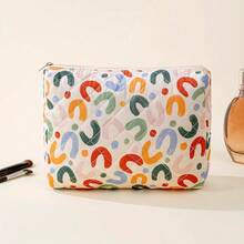 Makeup Bag Travel Cosmetic Bag For Women Girls, Zipper Make Up Pouch, Floral Flowers Toiletry Organizer Makeup, Portable Storage Bag, Cosmetic Travel Cloth Bag (L/UU Colourful){"Color_name":"U7Large/UUColourful"} - U7大號/UU彩色 - 查看 4