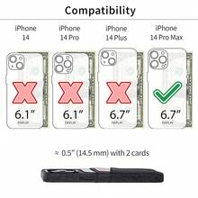 14 Pro Max Card Case With Built-In Metal Plate For Magnetic Mounting & 2 Card Holder Pockets: Luxe M2 Wallet, Canvas Style Synthetic Leather ( 14 Pro Max, Black){"Size_name":"14ProMax","Color_name":"Black"} - Multiwarna14 - View 3
