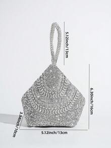Rhinestone Decor Asymmetrical Shaped Clutch Bag, Elegant Party Event Handbag For Women