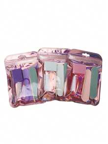 5 件套迷你指甲锉和角质层推刀套装，双面指甲锉，木制角质层推刀，指甲清洁工具，修甲棒，修甲刷，DIY 指甲油护理，女士修甲套装，适用于圣诞节礼物、生日礼物、美甲沙龙礼物 - 彩色 - 查看 5