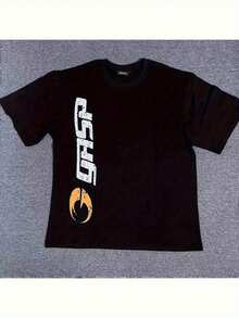 Men's T Shirt Versatile Fit, Men's Breathable Cotton T-Shirt, GASP Men's Gym T-Shirt - Black With White Logo & Geometric Chest Print, Breathable 100% Athletic Shirt, Regular Fit Round Neck Casual & Workout Tee For Gym, Casual Attire, Summer & Year-Round Comfort, Machine Washable, Stylish Men's Fashion With GASP Lettering, Ideal For Fitness And Casual Outfits, Relaxed Fit For Summer, Bold Geometric Design, Suitable For Gym And Everyday Use 100% Cotton, 220g Fabric, Gift For Dad Christmass Gift - 黑色 - 查看 8