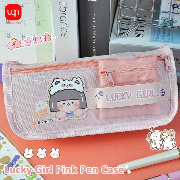 WUQIANNIAN 1pc Kawaii Style Pencil Case, Can Be Carried With Multiple Layers Of Large Capacity Pen Bags, Multiple Extensions, Small Item Storage Bag, Portable Storage Bag, Back To School Season, Office Supplies