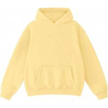 FAIABLE Mens Hoodies Oversized Unisex Wash Hoodie Heavyweight Fleece Vintage Cotton Sweatshirt Men Women Streetwear - Butter Yellow - 查看 12