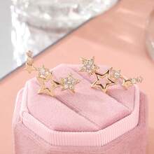 1 Pair Star Climber Micro Star Stud Earrings, Jewelry Earrings Gift For Women's Birthday