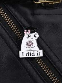 1pc Graduation Achievement Badge Cute Cap Design Pink Bouquet Celebration I Did It Slogan For Memory Collection Accessory Gown Decoration Graduate Gift - Multicolor - View 3