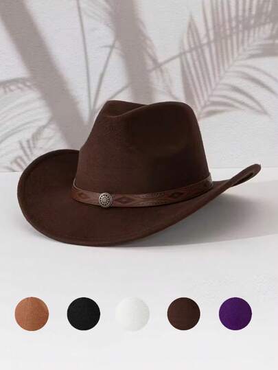 หมวกคาวบอยตะวันตก ยูนิเซกส์ พร้อมหัวเข็มขัดลายดอกไม้แบบถอดได้ เหมาะสำหรับใส่ในชีวิตประจำวันแบบลำลอง, กิจกรรมกลางแจ้ง, ขี่ม้า, เทศกาลดนตรี, การแสดงบนเวทีปาร์ตี้ และการสังสรรค์ของคาวบอยตะวันตก นอกจากนี้ยังเป็นตัวเลือกที่ดีที่สุดสำหรับหมวกแฟชั่น (1 ชิ้นสำหรับทุกคน)