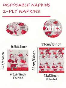 20pcs Christmas Napkins, Santa Claus Christmas Paper Napkins, Christmas Napkins, Holiday Napkins, Christmas Cocktail Napkins, Christmas Disposable Napkins, Christmas Dinner Napkins - Multicolor - View 6