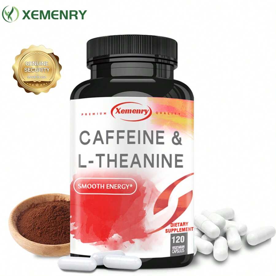 XEMENRY Cafeína y L-teanina: Mejora la energía, la resistencia, la concentración y la relajación. Favorece el metabolismo del sueño. 120 unidades. - 120 cápsulas - Ver 1