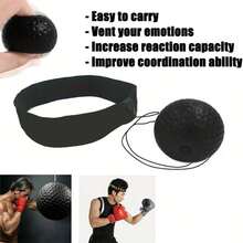 1 Head Mounted Boxing/MMA/Kick Speed And Reaction Training Ball - High Elasticity Bouncing Ball, Fast Movement, Portable And Durable, Suitable For Fitness, Coordination, Speed And Muscle Memory - Boxing, Martial Arts, Home Fitness Equipment (Red/Black) - Ideal Choice For Boxing Enthusiasts And Beginners/Advanced Users - Multi Color Optional - Compact And Durable Design, Boxing/Head Mounted Boxing Reaction Ball, Boxing Reflection Training, Punching Sandbag - Black - View 1