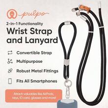 Correa de mueca y cordn 2 en 1 para telfono celular, correa antirrobo para telfono para hombres y mujeres, correas de mueca ajustables para telfonos - Negro - - Ver 3