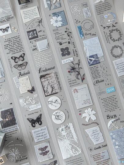 1 rolo de adesivos PET foscos com padrão criativo, adequados para presentes, escritório, casa, marcação, etiquetas, salas de aula, brinquedos, diários de alunos, artesanato faça você mesmo, decoração vintage