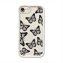 For IPhone SE (2022) Mobile Phone Case, Sky Eye Ladder Mobile Phone Case, Black Butterfly Funny Anti-Fouling Animation Leisure High Quality Ins Style Cute And Delicate Fresh Fun Girl Simple Niche Vitality Korean Japanese Cartoon Playful Versatile Air Cushion Popular Youth Light Fashionable Non-Slip Gift Durable Design Sense Unique New Creative No Collision Model Graffiti High-Looking Textured Shock-Absorbing  Cute Soft Personality Protection Well-Behaved Durable Elegant - 黑色 - 查看 1