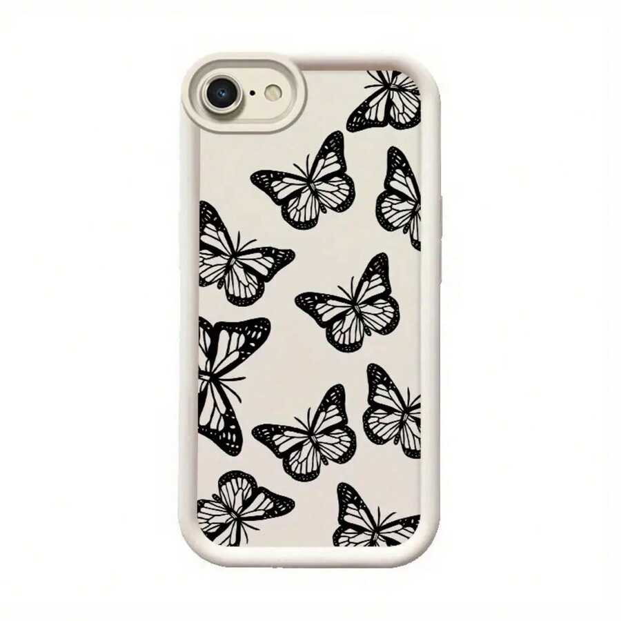 For IPhone SE (2022) Mobile Phone Case, Sky Eye Ladder Mobile Phone Case, Black Butterfly Funny Anti-Fouling Animation Leisure High Quality Ins Style Cute And Delicate Fresh Fun Girl Simple Niche Vitality Korean Japanese Cartoon Playful Versatile Air Cushion Popular Youth Light Fashionable Non-Slip Gift Durable Design Sense Unique New Creative No Collision Model Graffiti High-Looking Textured Shock-Absorbing Cute Soft Personality Protection Well-Behaved Durable Elegant - 黑色 - 查看 1