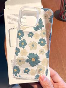 Carcasă de telefon transparentă din mătase albă, cu imprimeu de margarete, albastru deschis și flori albe, pentru primăvară-vară, anti-amprentă, anti-cădere, compatibilă cu 11, 12, 13, 14, 15 Pro/Promax/Plus X/XS/XR/XSMAX 7/8 Mini, rezistentă la șocuri și zgârieturi