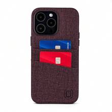 Card Case For IPhone 14 Pro Max With Built-In Metal Plate For Magnetic Mounting & Wallet With 2 Holder Slots: M2 Luxe Canvas-Style Synthetic Leather (Burgundy){"Size_name":"14ProMax","Color_name":"Burgundy"} - Multicolor10 - View 10
