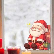 Pegatinas decorativas para ventanas de Navidad - Papá Noel con regalos, decoraciones adhesivas para ventanas, sin residuos, removibles, para el hogar, la tienda, la oficina - Decoraciones removibles para ventanas navideñas, exhibición festiva, diseño alegre, calcomanías decorativas, decoradores del hogar, pegatina para ventana de Navidad removible, cling para ventana de Navidad, pegatinas adhesivas para ventanas, pegatina para ventana de Navidad, decoración navideña