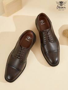 DESAI 1 Pair Men's Brogue Style Business Formal Casual Shoes, Pointed Toe, Suitable For Father, Groom Wedding