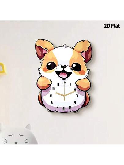 2D Flat 1pc Creative Schattige Home ation Animals Wand Clock, Ultra Quiet Quartz Movement, No Ticking Sound, Painting Klok Living Room, Bedroom Office, able Horloge view 5