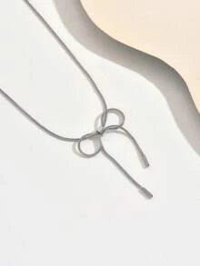 1pc Fashionable Delicate Bowknot Necklace, Refined Chain, Elegant & Minimalist Yet Sweet, Suitable For Various Occasions