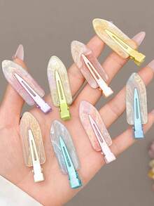 1pc Sweet Young Girl Iridescent Mermaid Girl With Invisible Hair Clip - Simple And Cute Hair Accessory, Claw Clips - Multicolor - View 8