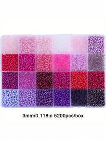 5200pcs 3mm Seed Beads Kit, Mix Colors Glass Seed Beads Kit For Jewelry Making, DIY Round Bead Craft Gift Bracelet Necklace, Enhance Friendship