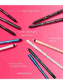 Essence Stay & Play 凝膠眼線筆 03 Smooth Nude，凝膠質地，顯色順滑，持久防水，高顯色度，線條流暢，快速乾燥，1.3g/0.05oz - 03 絲滑裸色 - 查看 3