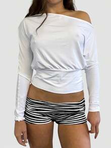 Womens Fold Over Shorts Stripe/ Dots Print Elastic Waist Low Rise Y2k Lounge Shorts Foldover Cute Pajama Micro Bottoms Mini Shorts Loungewear Summer Casual Skinny Pj Bottom Sleep Shorts - màu đen - Xem 4