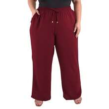 Kit 3 Patanlona Plus Size Pants Women's High Waist Pockets Stylish Elegant Pockets - Đen-Marsala-Navy - Xem 3