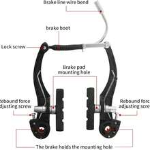 山地自行车 V 型刹车卡钳套装 AL 山地自行车 BMX 巡洋舰线性拉力带刹车片、线、杆和安装工具