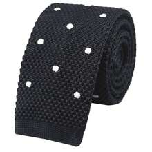 Men's Solid Color Textured Knit Skinny Ties Smart Necktie Square-Cut Finish{"Size_name":"OneSize","Color_name":"BlackPolkaDot"} - 多色16 - 查看 1