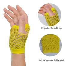 Fishnet Fingerless Gloves Mesh Arm Sleeves Fish Net Arm Sleeves EMO Gloves For Women In Theme Party Scene Accessories{"Size_name":"Short","Color_name":"#5-BrightYellow(Short)"} - 多色15 - 查看 4