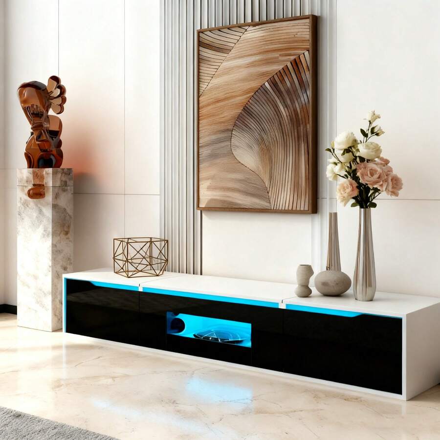 Television Stands & Entertainment Centers - Black + Particle Board + 50-59 Inches - View 1