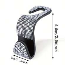 2/4pcs Black & White Diamond Car Seat Back Hooks, High-Quality Black & White Diamonds Meticulously Embedded, Reflecting Alluring Brilliance Under Car Interior Lighting, Instantly Elevating The Overall Class Of Your Vehicle, Showcasing Elegance And Luxury