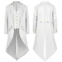 European And American Men's Medieval Retro Clothing Men's Mid Length Punk Retro Tailcoat Men - 藍色 - 查看 9