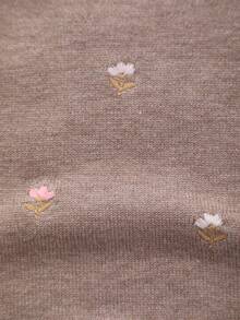 Baby Girls' Knitted Crew Neck Tulip Embroidery Sweater, Sweet Winter Outerwear - Coffee Brown - View 5