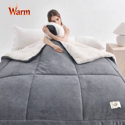 [Cozy Comforter] Soft Thick Milk Velvet & Microfiber Fill Cozy Velvet Comforter, Quilted All-Season Bedding, Machine Washable & Fade-Resistant For Bedroom, Guest Room, Christmas Gift, Christmas Bedding Comforter Sets,  Style Decor, Vintage Aesthetic, Plush Quilt, Home Decorators