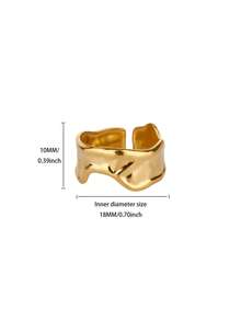 Anéis vintage assimétricos geométricos com rebites em aço inoxidável, cor dourada, resistentes ao desbotamento, anel aberto para mulheres, joias para festas, acessórios de dedo para casamento, presentes para mães/melhores amigas.