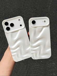 Funda de teléfono elegante y premium con perlas 3D onduladas en color blanco + correa de muñeca, adecuada para iPhone 17 Pro Max/17 Pro/17 Air/17/16 Pro Max/16/16 Pro/16 Plus/15/15 Pro Max/15 Pro/15 Plus/11/12/13/14 Pro Max/11 Pro/11 Pro Max/12 Pro/12 Pro Max/13 Pro/13 Pro Max/14 Pro/14 Pro Max/14 Plus, funda suave minimalista y creativa
