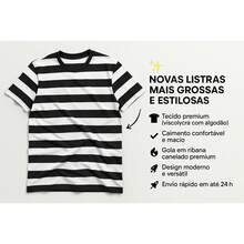 Men's Striped T-Shirt Red And White Striped Shirt Black And White - Đen và trắng - Xem 3