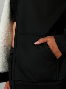 Women's Solid Color Zip-Up Fleece Hoodie, Casual Style For Autumn/Winter, Women's Sportswear Suitable For Gym And Outdoor Hiking, Essential For Back To School Season