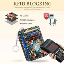 Cute Fox Flowers Credit Card Holder Small Wallet Women, Slim RFID Blocking Wallet Woman Keychain With Zipper Coin Pocket, Front Pocket Thin Travel Card Case Organizer ID Window Ladies Gifts{"Color_name":"Fox"} - 多色17 - 查看 5