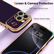 For IPhone 16 Pro Case Wave Wavy Phone Cases With Love Heart, Luxury Plating Edge Cute Curly Shape Cover For Women Girls, Thin Slim Soft TPU Rubber Shockproof Protective Cover, Dark Purple{"Color_name":"DarkPurple","Size_name":"ForiPhone16Pro-6.3inch"} - Multicolor12 - 查看 4