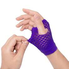 Fishnet Fingerless Gloves Mesh Arm Sleeves Fish Net Arm Sleeves EMO Gloves For Women In Theme Party Scene Accessories{"Size_name":"Short","Color_name":"#6-Purple(Short)"} - 多色20 - 查看 3