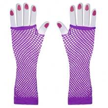 Fishnet Fingerless Gloves Mesh Arm Sleeves Fish Net Arm Sleeves EMO Gloves For Women In Theme Party Scene Accessories{"Size_name":"Long","Color_name":"#13-PurplishRed(Long)"} - 多色27 - 查看 5