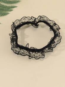 1pc Black Lace Trim Bridal Garter - Black - View 2