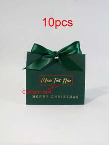 Personalized Christmas Gift Box With Red Ribbon, Customizable Favor Box With Your Text, Elegant Merry Christmas Candy Cookie Packaging, Luxury Holiday Treat Box For Wedding, Birthday, Party Decorations - 11.5X4.5X10cm - View 9