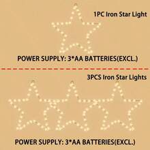1/3 Packungen 11.81" 42/126 LED Eisen Stern Weihnachtsdekoration Hängende Beleuchtung Batteriebetrieben mit Fernbedienung Feenhafte Atmosphäre, geeignet für Zuhause, Schlafzimmer, Garten, Balkon, Fenster, Party, Feiertage, Weihnachtsbaum Dekoration, Weihnachtsdekoration, Weihnachtsschmuck, Weihnachtsbaum Geschenk Dekoration, Erntedank, Hochzeit, Heimdekoration, Herbstdekoration, Herbstdekoration, Geburtstagsdekorationen für Geschenke, Partyartikel, Innen- und Außenbereich, Garten, Feiertage, Festival Dekoration, Halloween Dekoration, Wanddekoration, Halloween Ornamente - Warmes Weiß - Übersicht 2